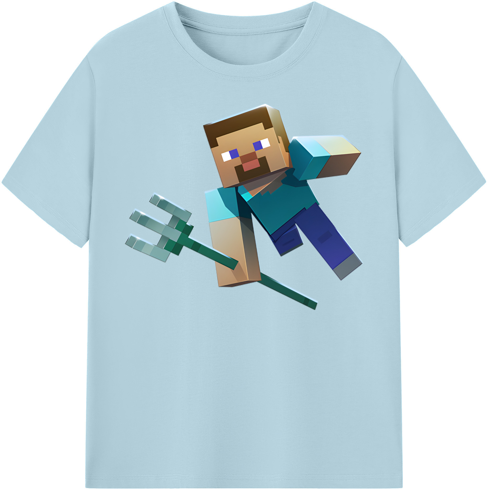 （画像用） マインクラフト ブロックの世界 Minecraft MC Block world 綿100％半袖Tシャツ（フロントプリント）